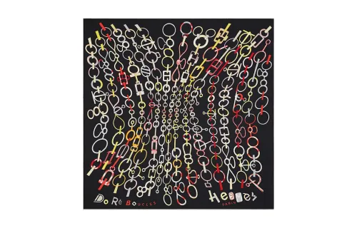 HERMES Silk Scarves Unisex Black