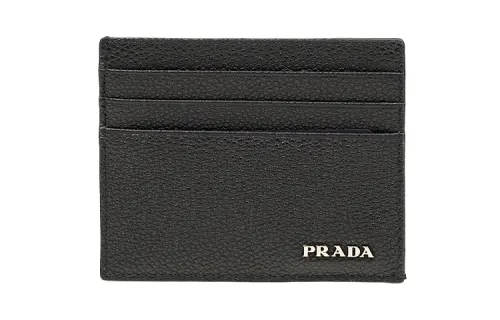 PRADA Saffiano Cow Leather Card Holder Men's Black