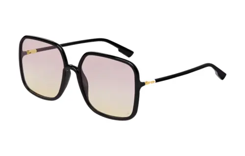 DIOR Acetate Irregular Shape Sunglasses Unisex Black
