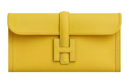 HERMES Jige Elan Swift Leather Clutch Women's 9O Jaune De Naples Yellow