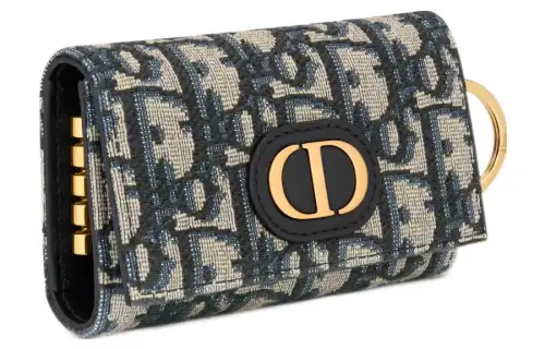 DIOR 30 Montaigne Jacquard Key Pouch Women's Blue/Brown