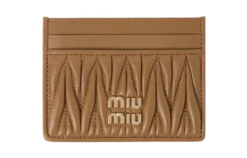 MIU MIU Matelassé Nappa Leather Card Holder Card Holder Women's Caramel Brown