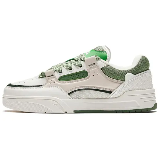 ANTA AOJIE Skateboard Shoes Women's Low-Top White/Olive Green