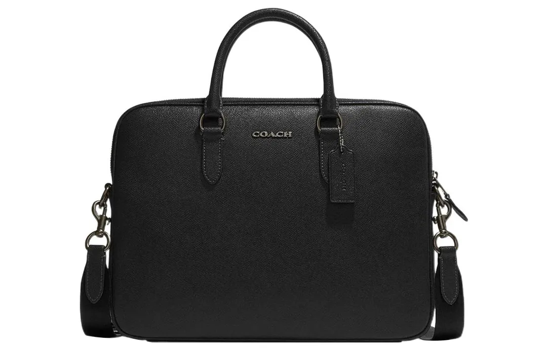 COACH Leather One Shoulder Crossbody Handheld Briefcase Large Men's Black