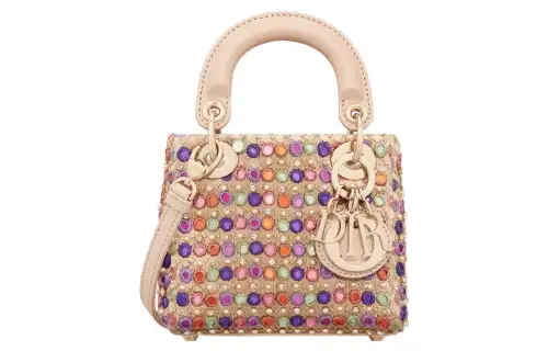 DIOR Lady Dior Rhinestone Satin Handbag, Shoulder Bag, Crossbody Bag, Handbag Extra Mini Women's Multicolor