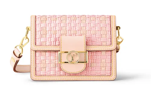LOUIS VUITTON Dauphine Coated Canvas With Cow Leather Trim Dafne Portable Crossbody Bag, Shoulder Bag Women's Pink