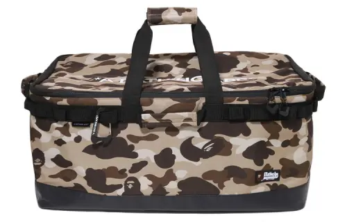 A BATHING APE Polyester Storage Bag Travel Bag Unisex Beige Yellow BGX/Green GRX