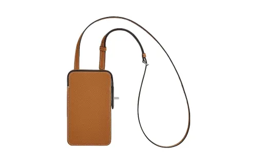 HERMES Hac A Bo Silver Tone Buckle Epsom Calfskin Cell Phone Pouch Women's 1HToffee Toffee