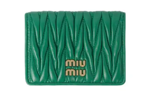MIU MIU Nappa Leather Card Holder Card Holder Women's Green