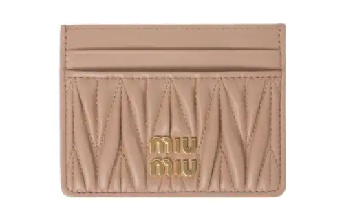MIU MIU Matelassé Nappa Leather Card Holder Card Holder Women's Light Pink