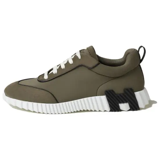 HERMES Bouncing Low Top Casual Shoes Men's Green