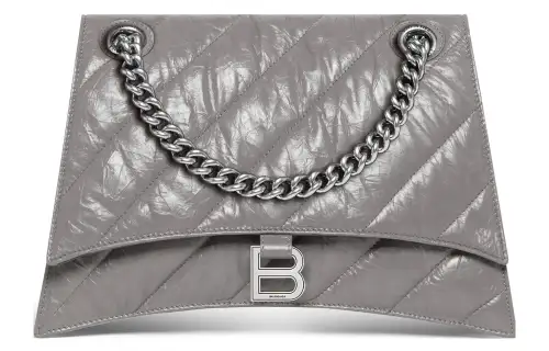 Balenciaga Crush Cow Leather Handbag, Shoulder Bag Medium Women's Dark Gray