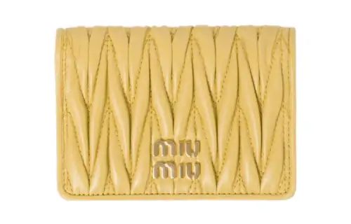 MIU MIU Nappa Leather Card Holder Card Holder Women's Yellow