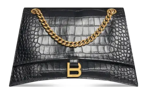 Balenciaga Crush Crocodile Medium Chain Bag Black