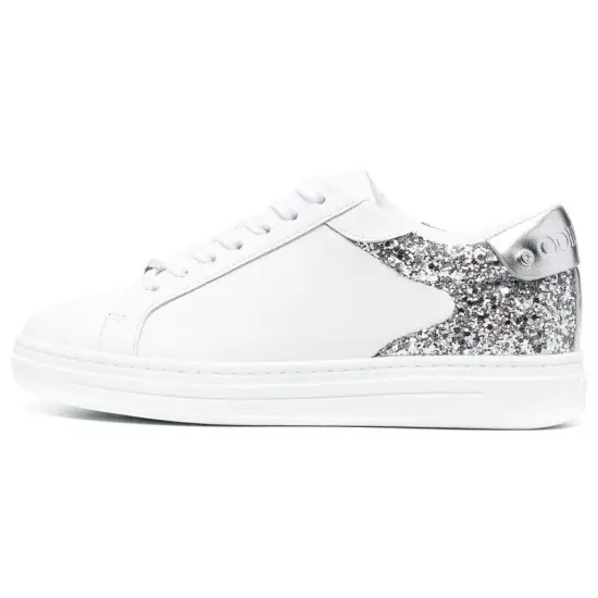 Jimmy Choo Rome Slip-Resistant Cushioning Low-Top Skateboard Shoes Women's White Silver