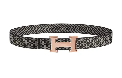 HERMES H Belt Buckle Calfskin Leather Belts Men's Width 3.2cm