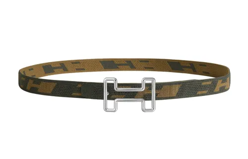 HERMES Nylon Belts Men's Brown 3.2cm