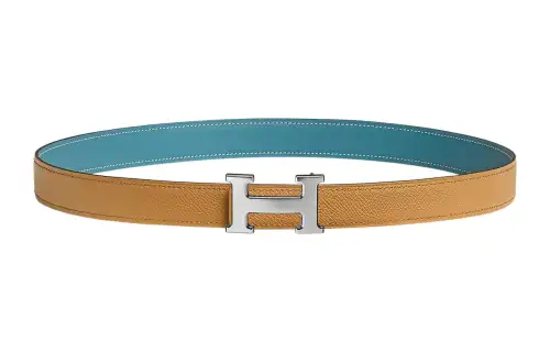 HERMES Constance Palladium Plated Metal Leather Belts Women's Width 2.4cm