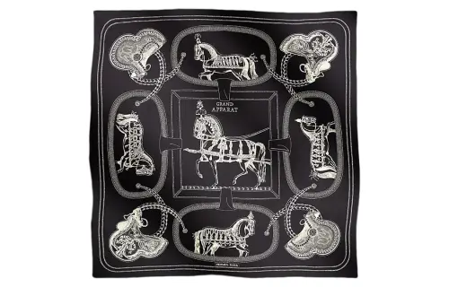 HERMES Silk Scarves Men's Black