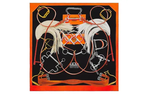HERMES Silk Scarves Women's Orange