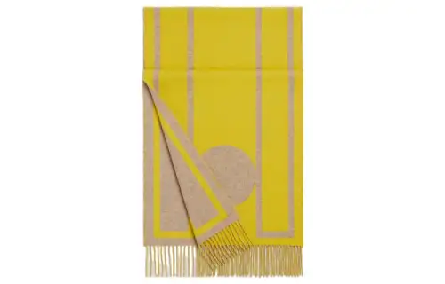 HERMES Casaque Knit Scarves Unisex Yellow