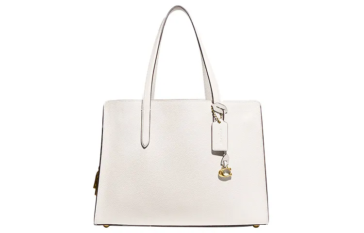 COACH Carter Leather Tote Bag, Shopping Bag, Handbag, Crossbody Bag, Shoulder Bag Women's White