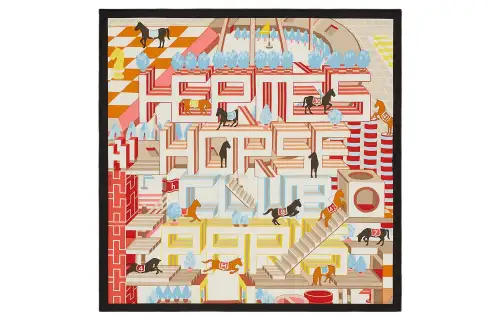 Hermès Pre Owned Equestrian Horses Silk Scarf