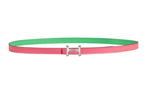 HERMES H Belt Buckle Calfskin Leather Belts Women's Pink 13MM