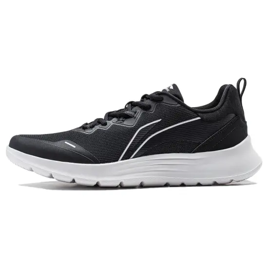 LiNing Feather Wear Resistant Slip Resistant Low Top Running Shoes Men's Black White