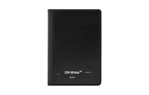 OFF WHITE Leather Card Holder Passport Holder Men's Black