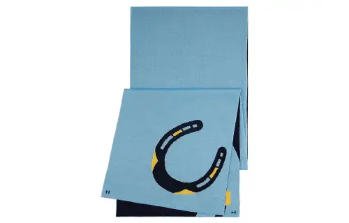 HERMES Knit Scarves Unisex Blue