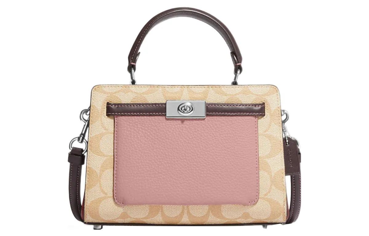 COACH Lane Canvas With Leather Handbag, Shoulder Bag, Crossbody Bag Small Women's Khaki