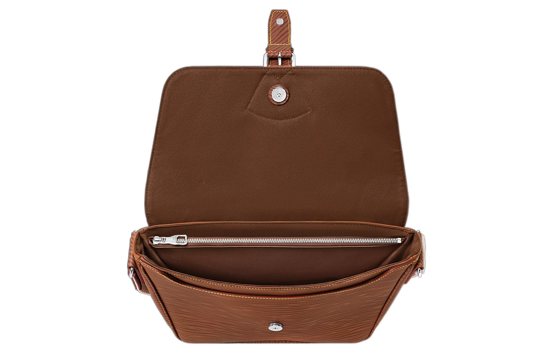 LOUIS VUITTON Montsouris Calfskin Messenger Bag, Shoulder Bag, Crossbody Bag Men's Brown