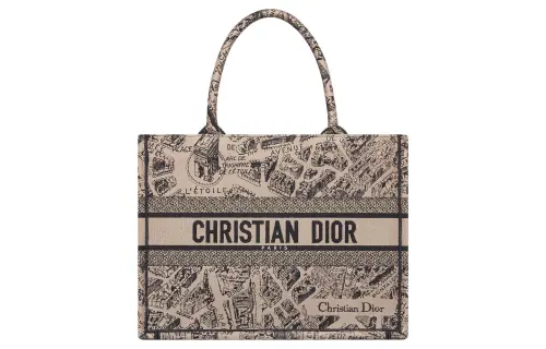 DIOR BookTote Embroidery Tote Bag, Shopping Bag, Handbag Medium Women's Beige/Black