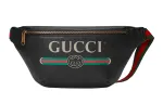 GUCCI Leather Sling Bag, Fanny Pack Large Unisex Black
