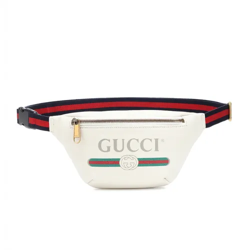 GUCCI Print Logo Small Fanny Pack Crossbody Bag Men White