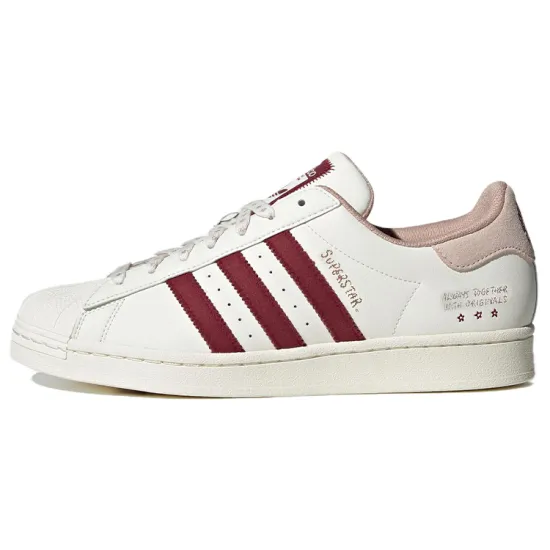 Adidas Originals Superstar Skateboard Shoes Unisex Low-top White/pink/red