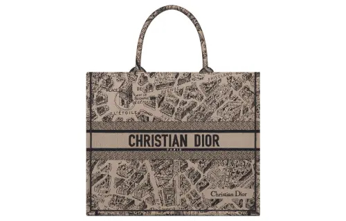 DIOR BookTote Embroidery Tote Bag, Shopping Bag, Handbag Large Women's Beige/Black