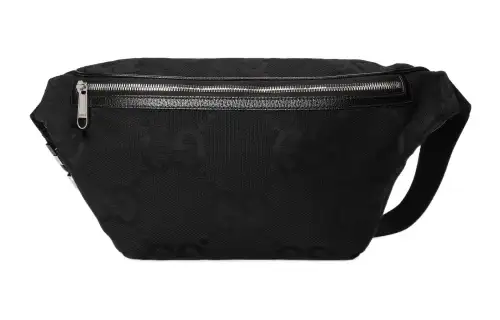 GUCCI Canvas With Leather Canvas Bag, Shoulder Bag, Crossbody Bag, Fanny Pack Large Men's Black
