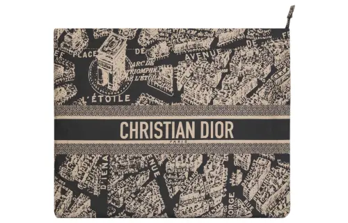 DIOR DiorTravel Technical Fabric Clutch Regular Women's Beige/Black