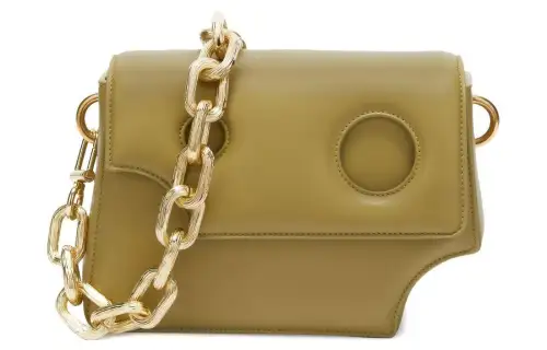 OFF WHITE Burrow Leather Portable Crossbody Bag, Shoulder Bag Women's Light Green