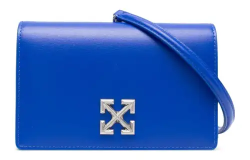 OFF WHITE Calfskin Crossbody Bag, Shoulder Bag Mini Women's Iron Blue
