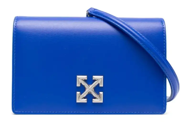 OFF WHITE Calfskin Crossbody Bag, Shoulder Bag Mini Women's Iron Blue