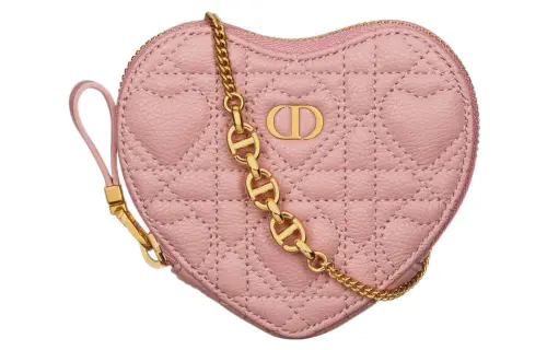 DIOR Caro Calfskin Handheld Shoulder Bag, Crossbody Bag Regular Women's Vintage Pink