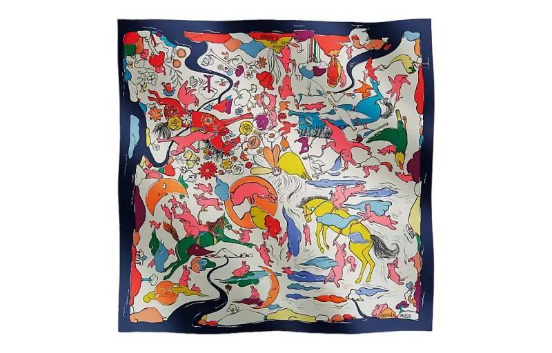 HERMES Scarves Unisex Dark Blue