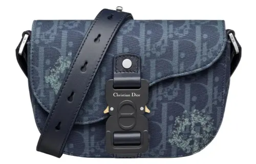 DIOR Saddle Denim Saddle Bag One Shoulder Crossbody Clutch Men's Blue