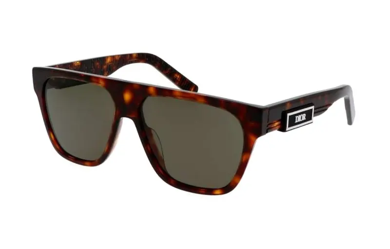 DIOR Plate Frame Irregular Shape Sunglasses Unisex Red Brown