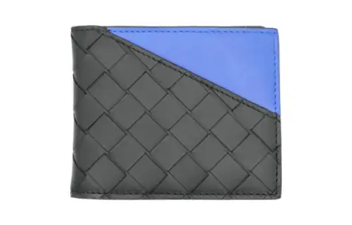 Bottega Veneta Cow Leather Card Holder, Wallet Men's Black Blue Multicolor