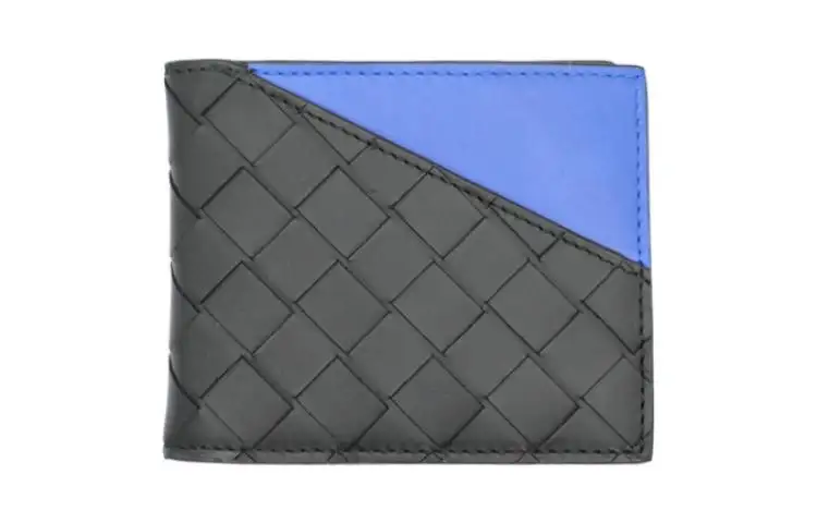 Bottega Veneta Cow Leather Card Holder, Wallet Men's Black Blue Multicolor