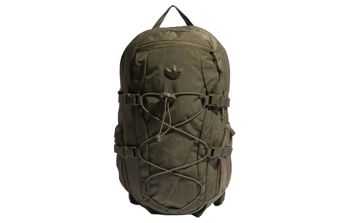 Adidas Originals Trefoil Recycled Nylon Plain Weave Backpack Regular Unisex Olive